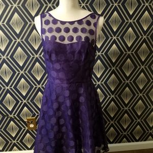 Betsy Johnson purple polka dot dress with overlay